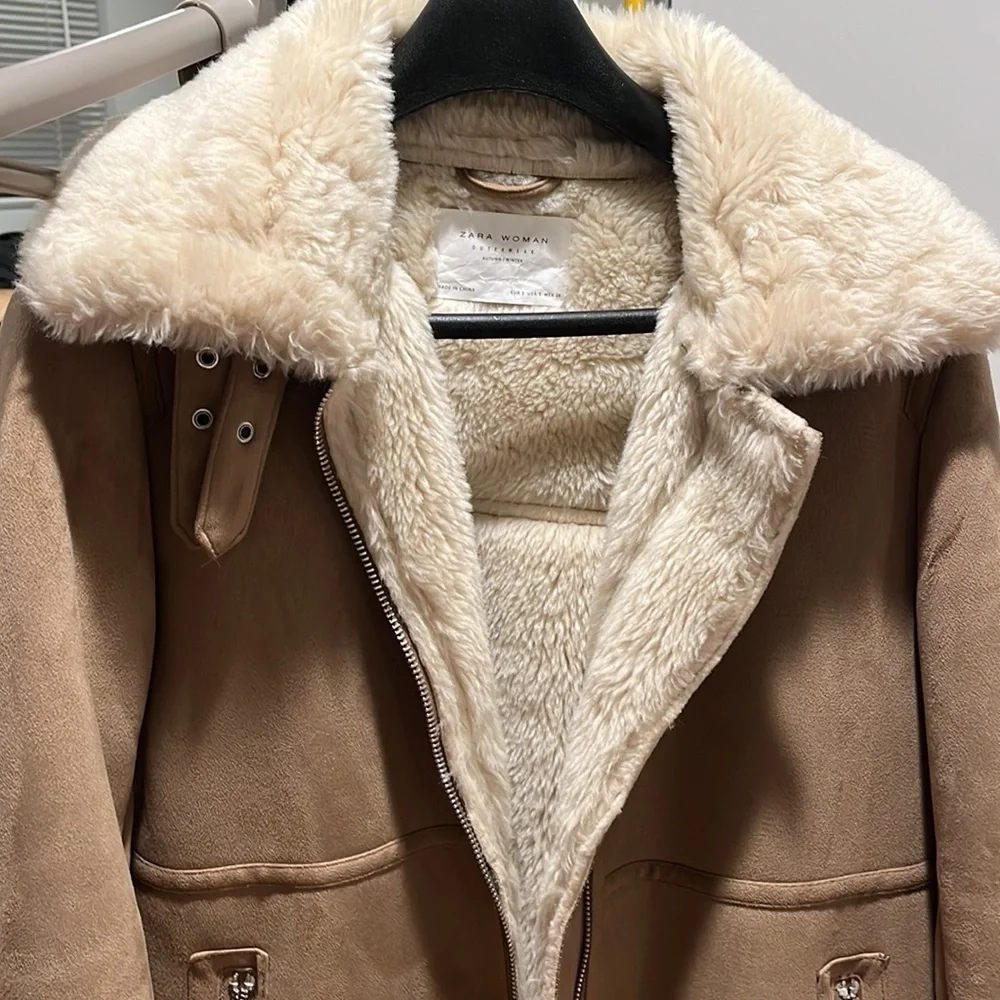 Faux lamb skin long coat - Picture 2 of 6